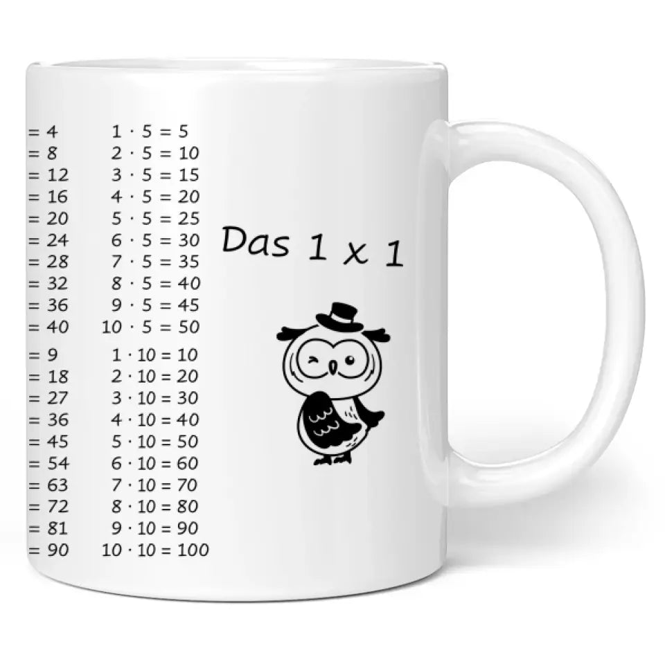 Tasse "Das 1x1" (Eulen-Motiv)