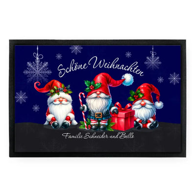 Fußmatte "Schöne Weihnachten - 3 Wichtel" mit Wunschtext
