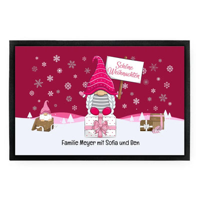 Fußmatte "Schöne Weihnachten - Rosa Wichtel" mit Wunschtext