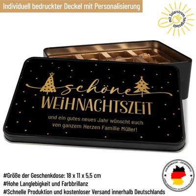 Geschenkdose mit Pralinen personalisiert „Schöne Weihnachtszeit"