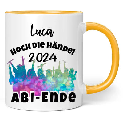 Tasse "Hoch die Hände! ABI-Ende 2024" personalisiert mit Namen