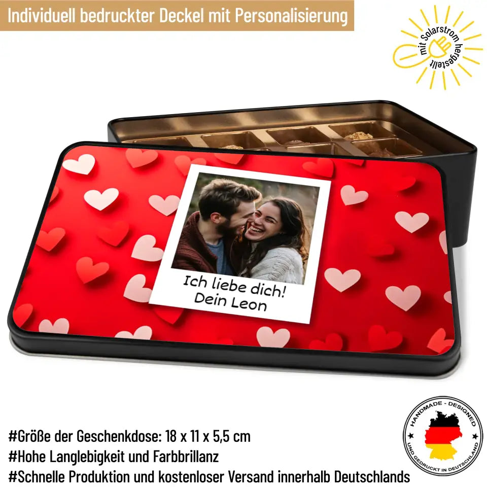 Geschenkdose mit Pralinen personalisiert „Polaroidfoto" mit eigenem Foto + Wunschtext
