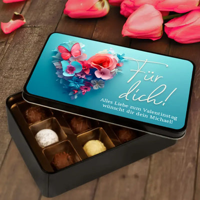 Geschenkdose mit Pralinen personalisiert „Für dich!" mit Wunschtext