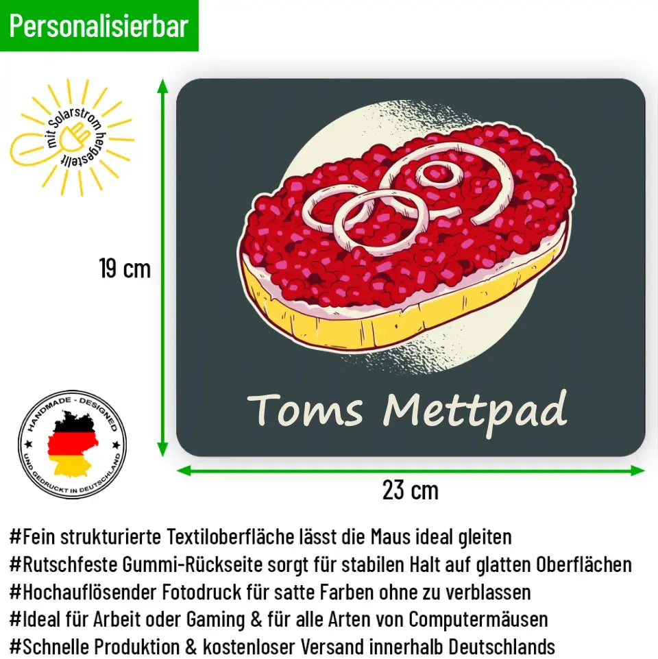 Mauspad personalisiert "Mettpad" 230x190mm