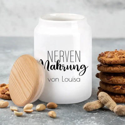 Keksdose "Nervennahrung" mit Wunschtext