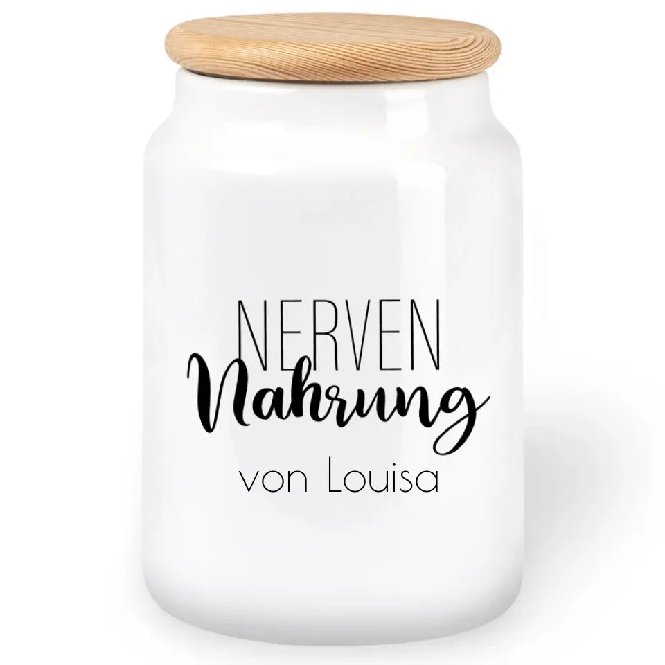 Keksdose "Nervennahrung" mit Wunschtext