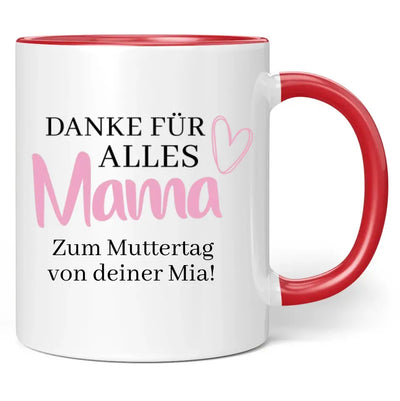 Tasse "Danke für alles Mama" mit Wunschtext