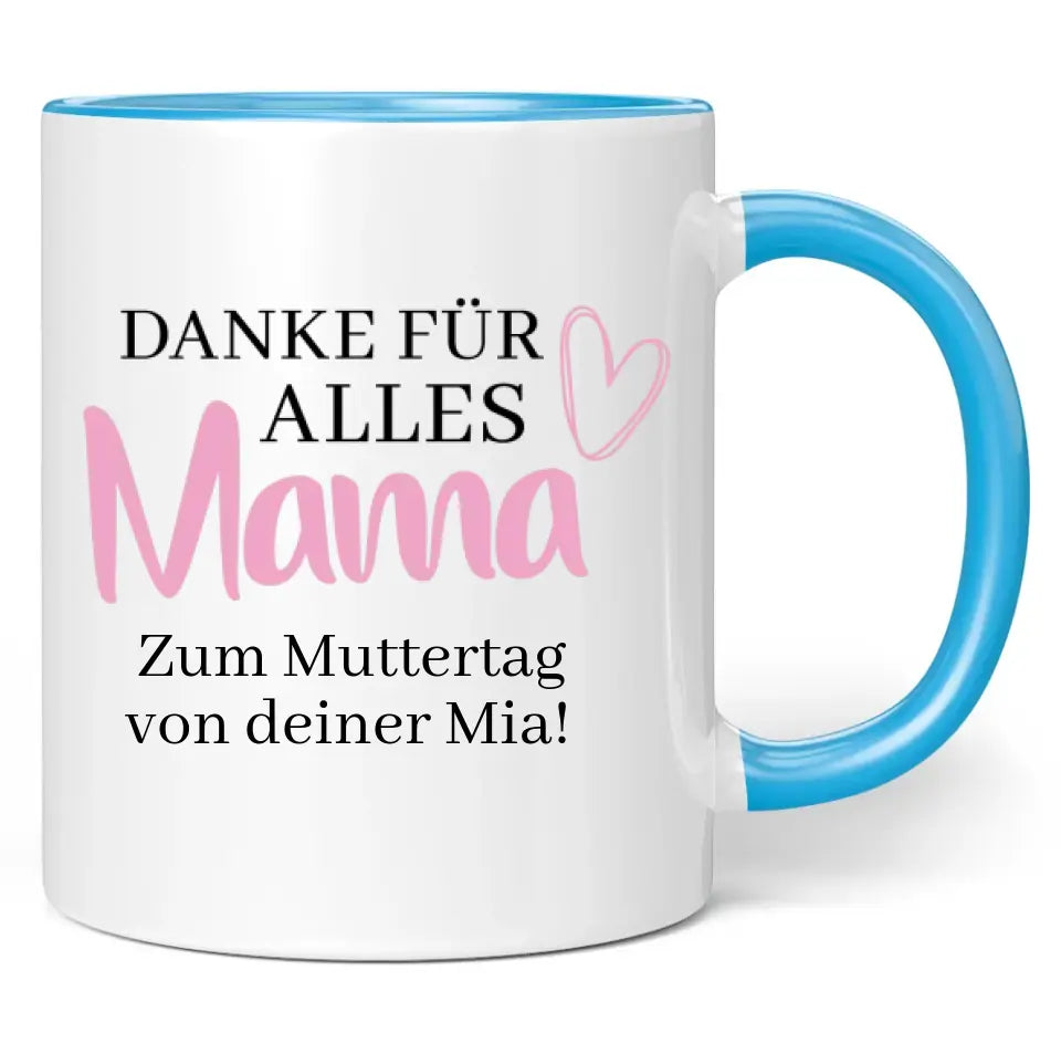 Tasse "Danke für alles Mama" mit Wunschtext