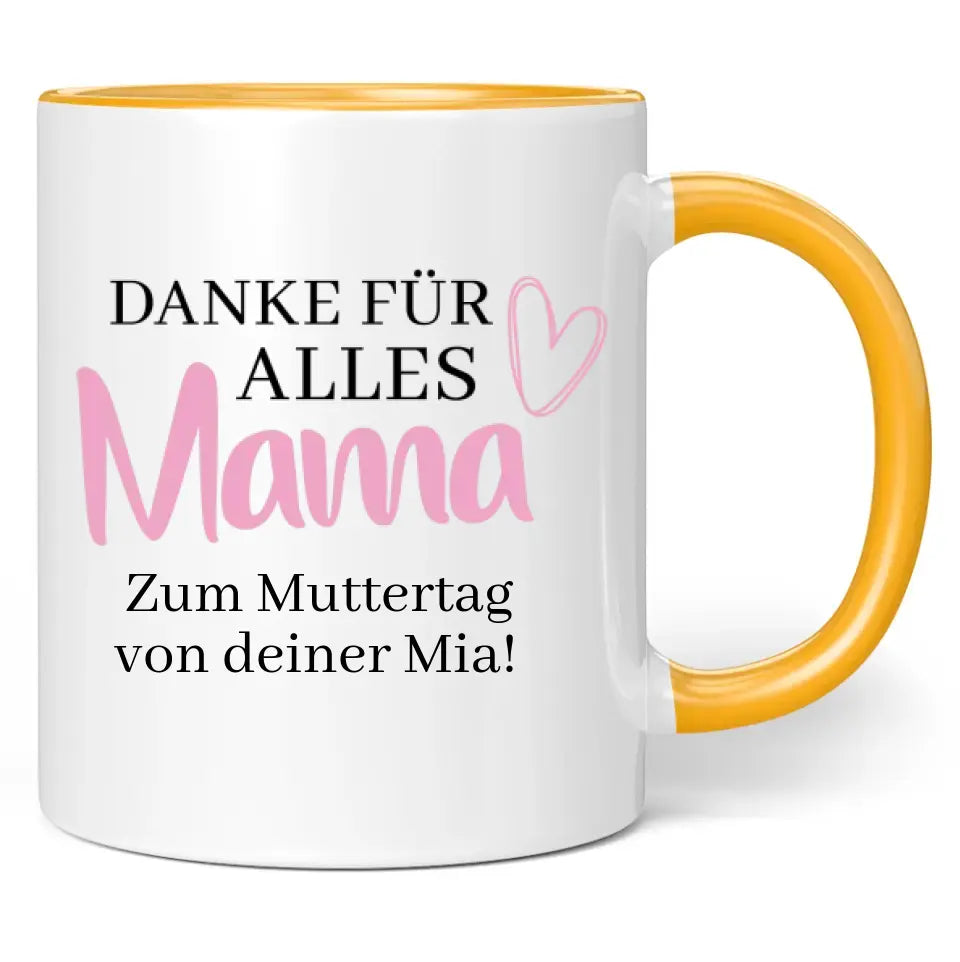 Tasse "Danke für alles Mama" mit Wunschtext