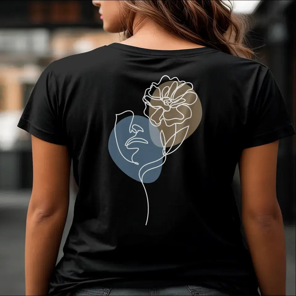 T-Shirt "Frau im Lineart-Style" mit anpassbarem Druck