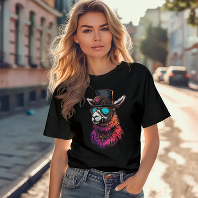 T-Shirt "Lama mit Hut und Brille" mit anpassbarem Druck