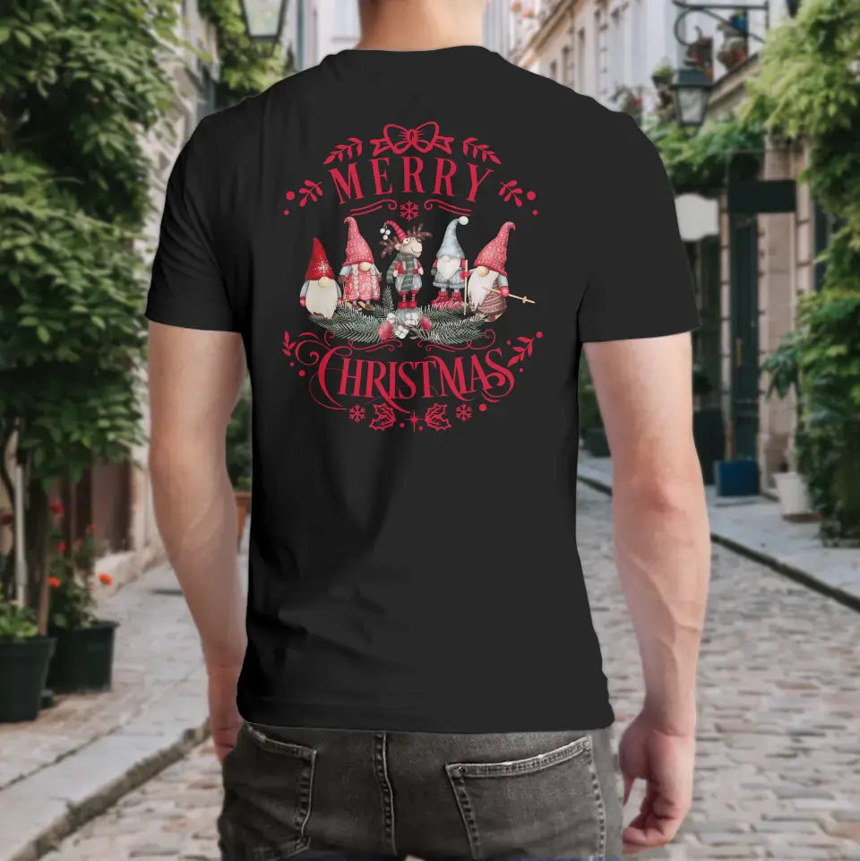 T-Shirt "Merry Christmas" (Wichtelfamilie) mit anpassbarem Druck