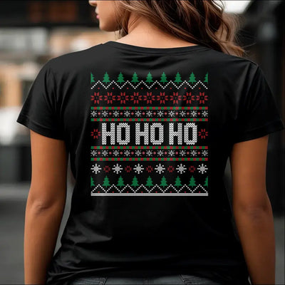 T-Shirt "HO HO HO" (Strick-Optik) mit anpassbarem Druck