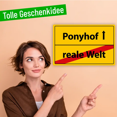 Blechschild "Ponyhof - reale Welt"