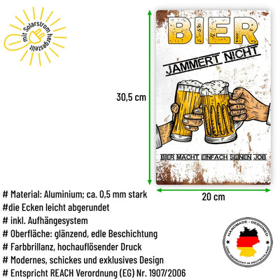 Blechschild "Bier jammert nicht. Bier macht einfach seinen Job."