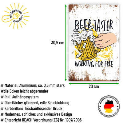 Blechschild "Beer Taster - working for free"