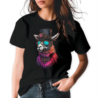 T-Shirt "Lama mit Hut und Brille" mit anpassbarem Druck