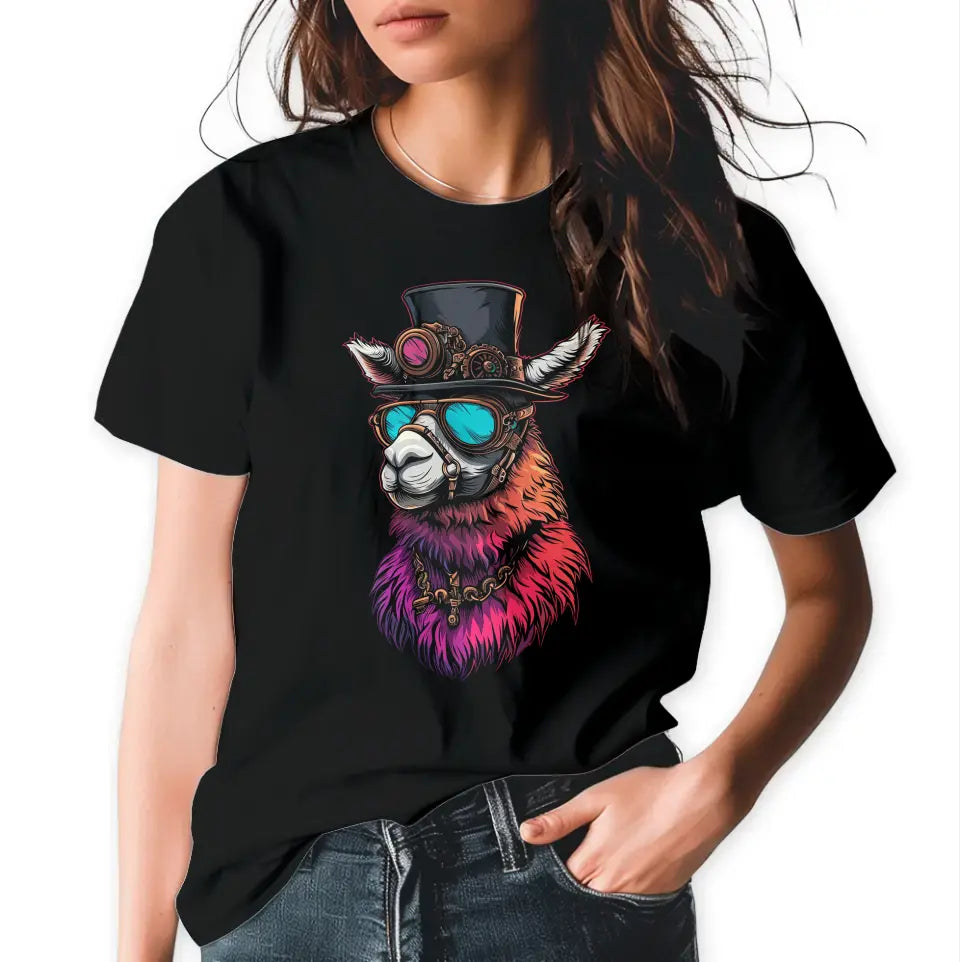 T-Shirt "Lama mit Hut und Brille" mit anpassbarem Druck