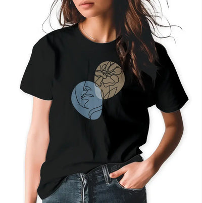 T-Shirt "Frau im Lineart-Style" mit anpassbarem Druck