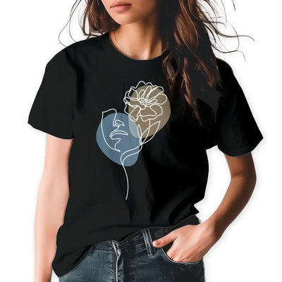 T-Shirt "Frau im Lineart-Style" mit anpassbarem Druck