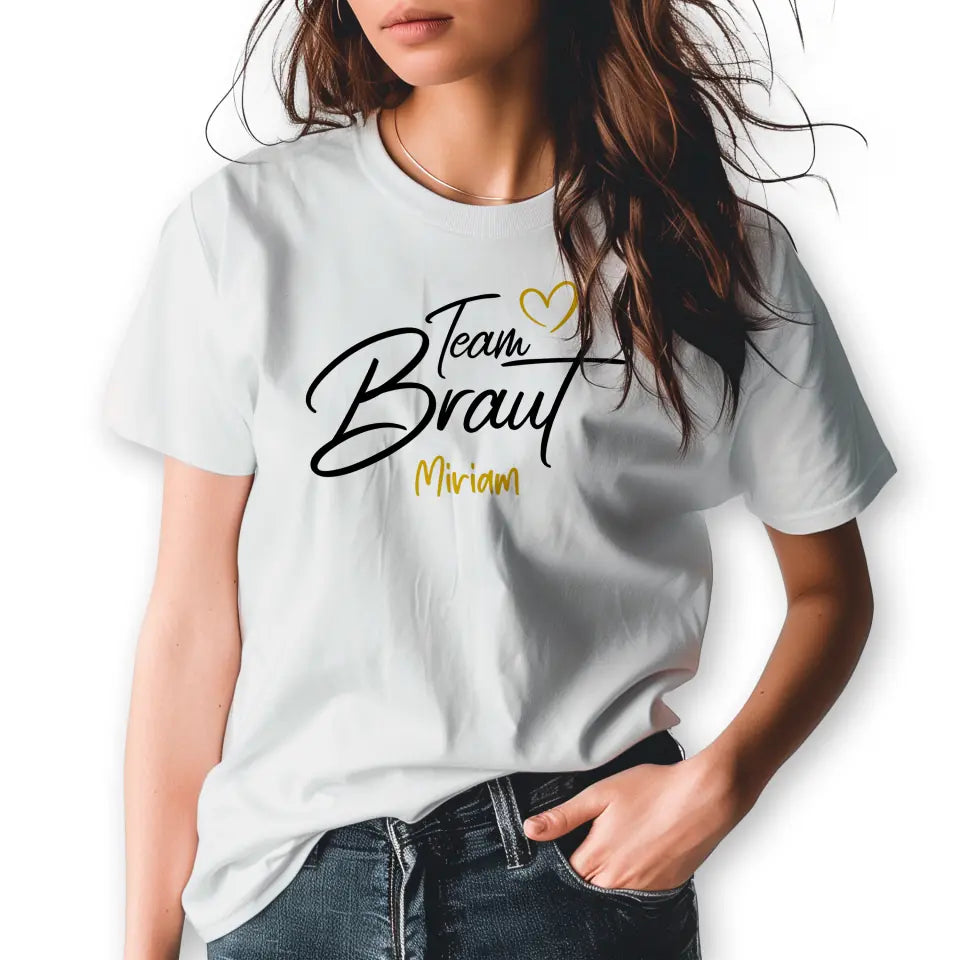 T-Shirt "Team Braut" mit anpassbarem Druck