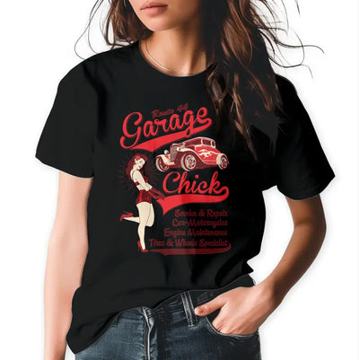 T-Shirt "Garage Chick" mit anpassbarem Druck