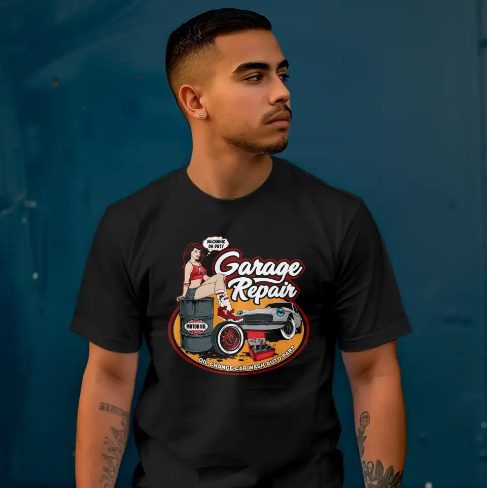 T-Shirt "Garage Repair" mit anpassbarem Druck