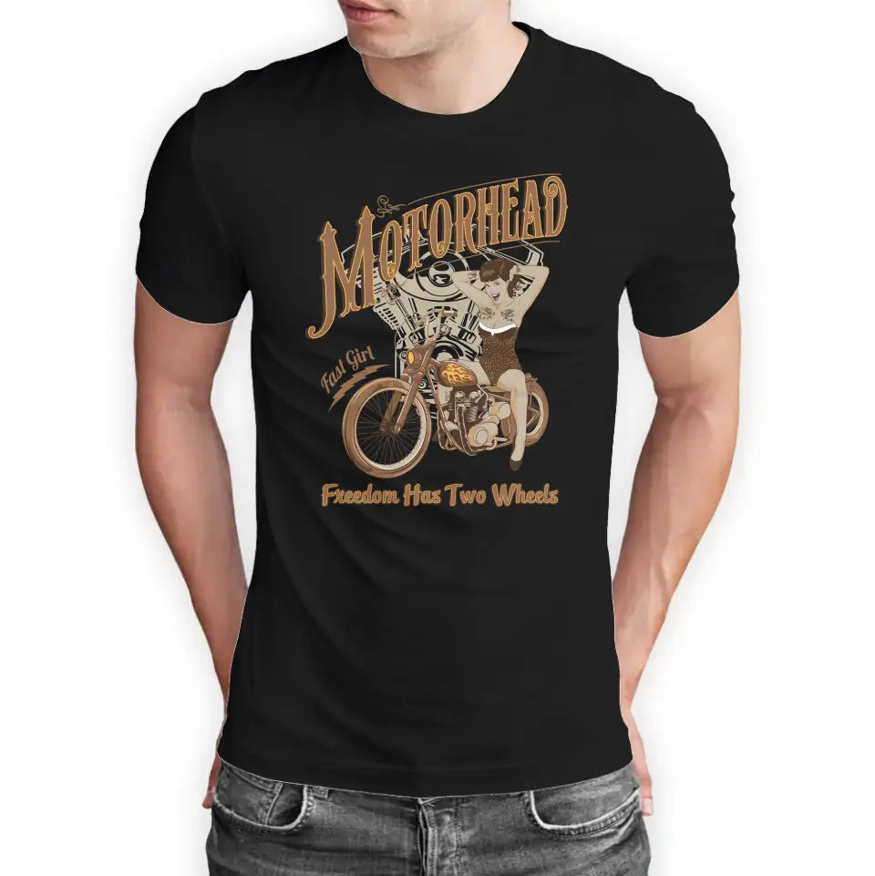 T-Shirt "Motorhead - Freedom Has Two Wheels" mit anpassbarem Druck