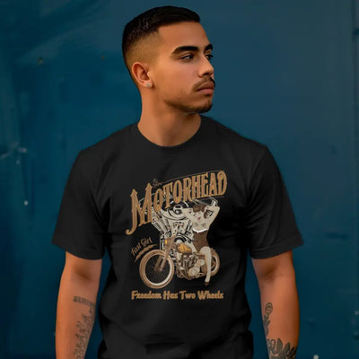 T-Shirt "Motorhead - Freedom Has Two Wheels" mit anpassbarem Druck