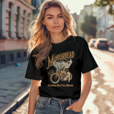 T-Shirt "Motorhead - Freedom Has Two Wheels" mit anpassbarem Druck