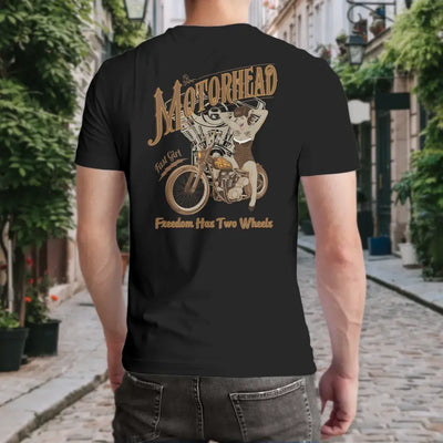 T-Shirt "Motorhead - Freedom Has Two Wheels" mit anpassbarem Druck