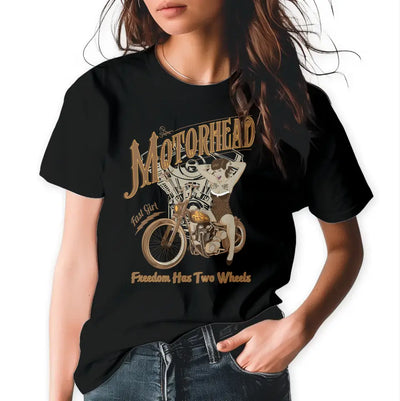 T-Shirt "Motorhead - Freedom Has Two Wheels" mit anpassbarem Druck