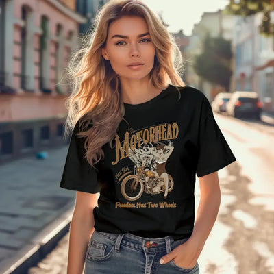 T-Shirt "Motorhead - Freedom Has Two Wheels" mit anpassbarem Druck
