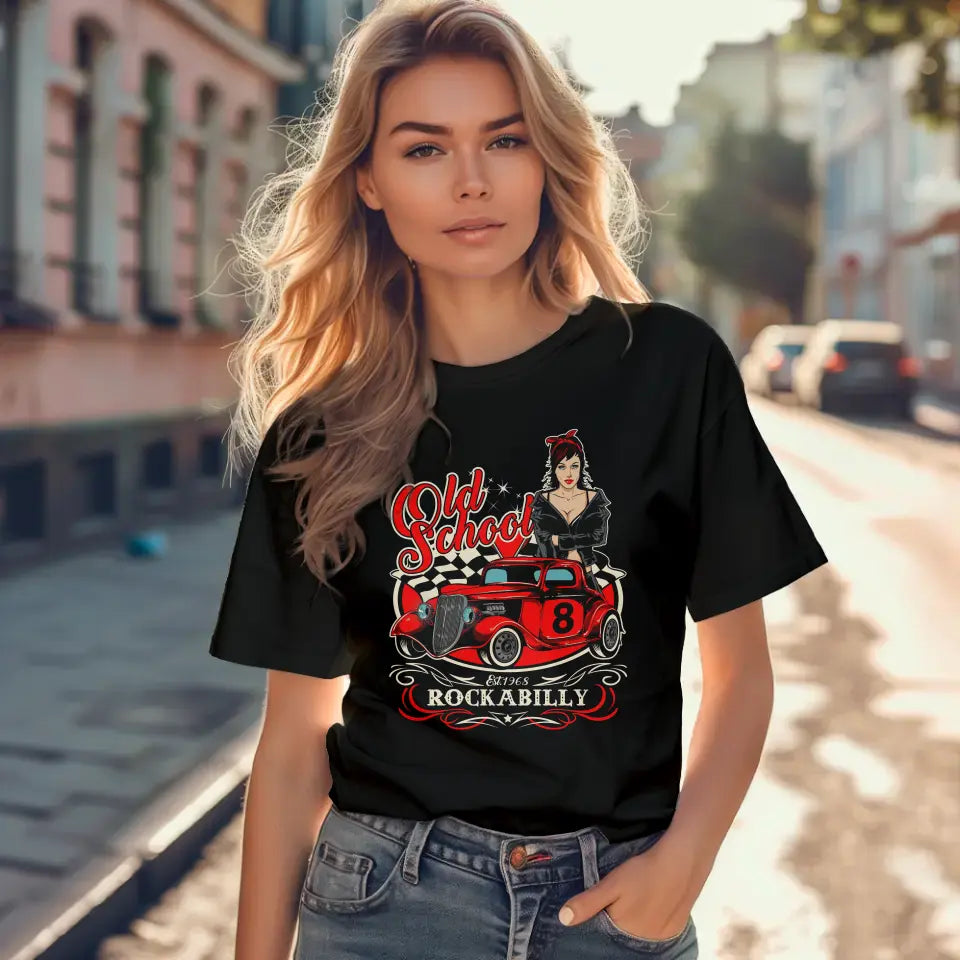 T-Shirt "Old School - Rockabilly" mit anpassbarem Druck