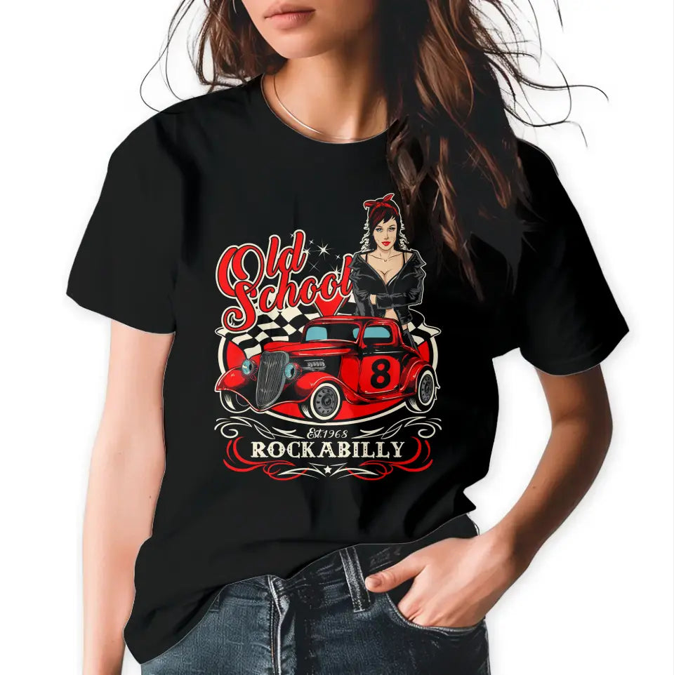 T-Shirt "Old School - Rockabilly" mit anpassbarem Druck