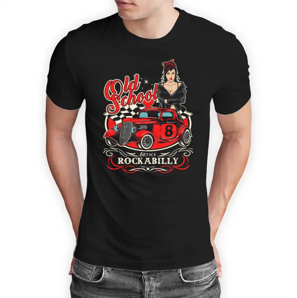 T-Shirt "Old School - Rockabilly" mit anpassbarem Druck