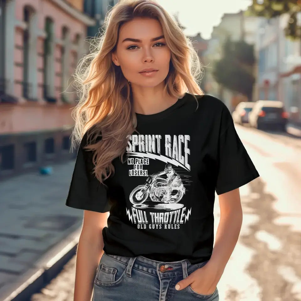 T-Shirt "Sprint Race - Full Throttle" mit anpassbarem Druck