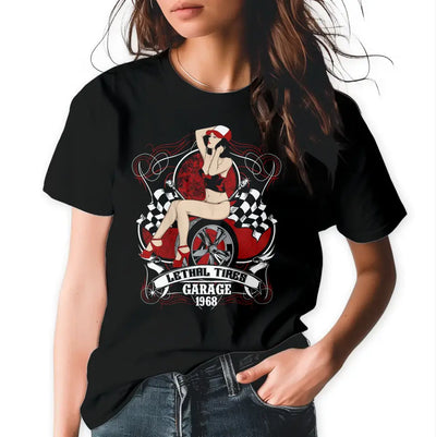 T-Shirt "Lethal Tires Garage 1968" mit anpassbarem Druck