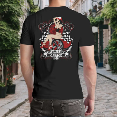 T-Shirt "Lethal Tires Garage 1968" mit anpassbarem Druck