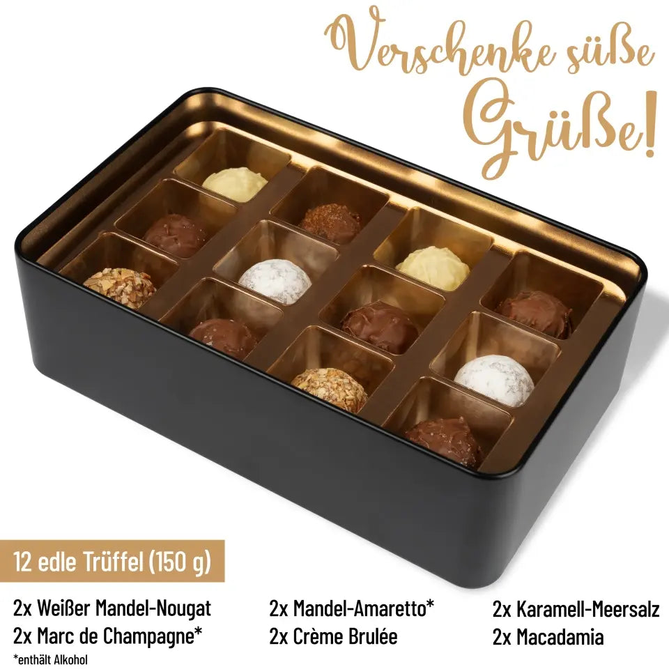 Geschenkdose mit Pralinen personalisiert „Happy Birthday" mit Wunschtext