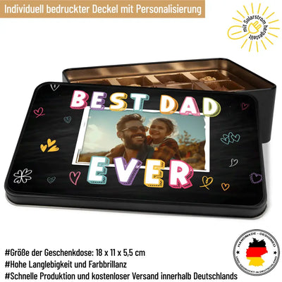 Geschenkdose mit Pralinen personalisiert „Best Dad Ever" mit Wunschfoto