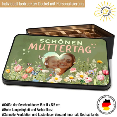 Geschenkdose mit Pralinen personalisiert „Schönen Muttertag" mit Wunschfoto