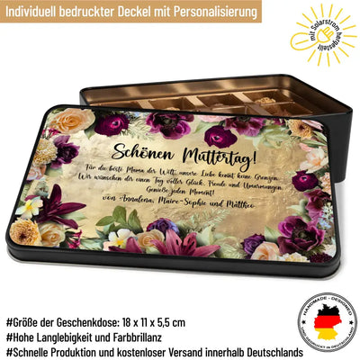 Geschenkdose mit Pralinen personalisiert „Schönen Muttertag!" mit Wunschtext