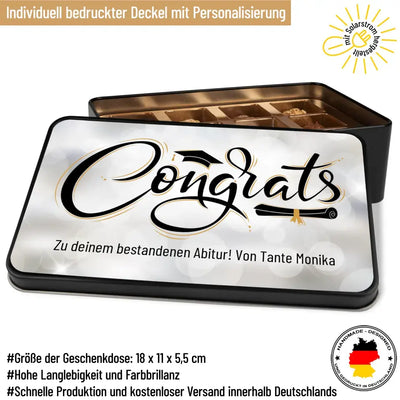 Geschenkdose mit Pralinen personalisiert „Congrats" mit Wunschtext