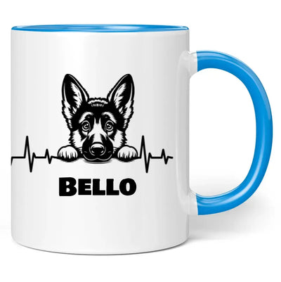 Tasse "Hund mit Pulslinie" personalisiert mit Namen + anpassbarer Grafik