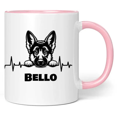 Tasse "Hund mit Pulslinie" personalisiert mit Namen + anpassbarer Grafik