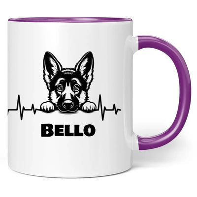 Tasse "Hund mit Pulslinie" personalisiert mit Namen + anpassbarer Grafik