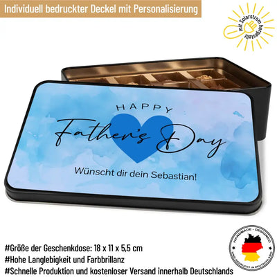 Geschenkdose mit Pralinen personalisiert „Happy Father's Day" mit Wunschtext