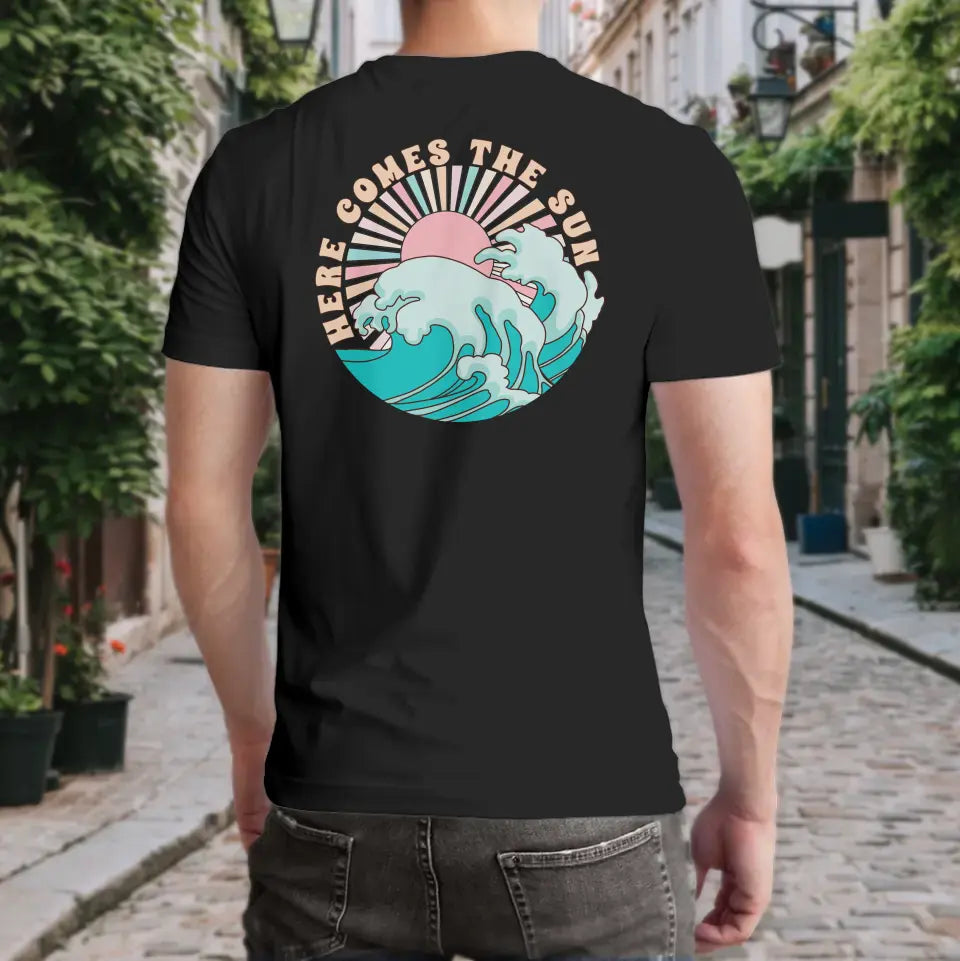 T-Shirt "Here comes the sun" mit anpassbarem Druck