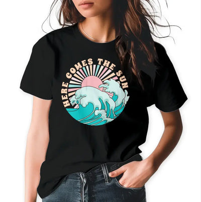 T-Shirt "Here comes the sun" mit anpassbarem Druck